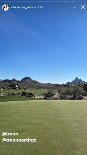 Cheyenne Woods Instagram story from Troon North Golf Club