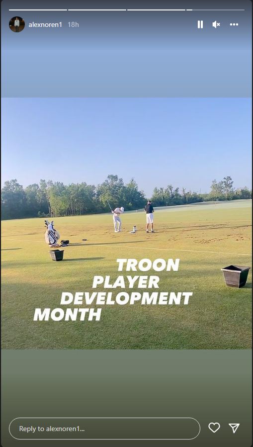 Alex Noren Instragram Story - Troon Player Development Month