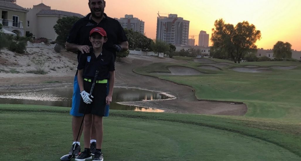 Ben Nami and Son Oscar at the els club dubai