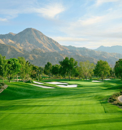 View of Indian Wells Golf Course including mountains and trees in the background