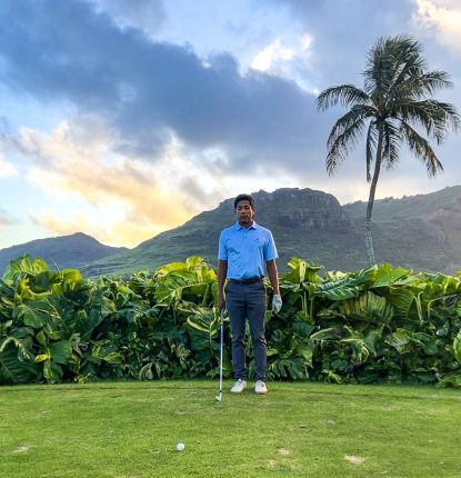 Juan Gonzalez standing on the tee at the Ocean Course Hokuala