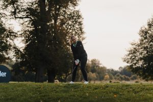 Name: Anna Darnell Position: Resort Director Club: The Grove, UK Anna Darnell on tee box at golf course.