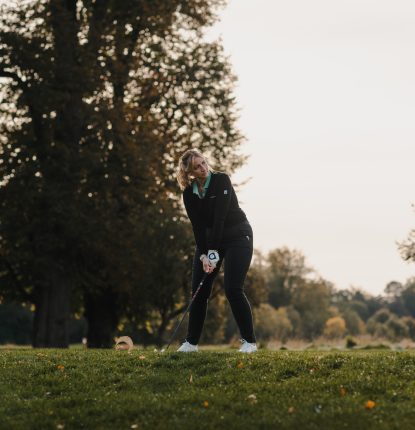 Name: Anna Darnell Position: Resort Director Club: The Grove, UK Anna Darnell on tee box at golf course.