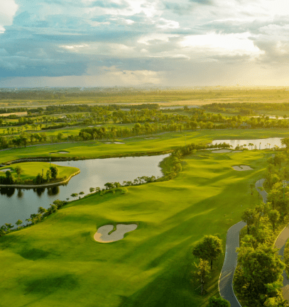 Aerial view of the golf course at Vattanac Golf Resort