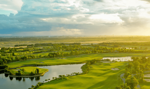 Aerial view of the golf course at Vattanac Golf Resort